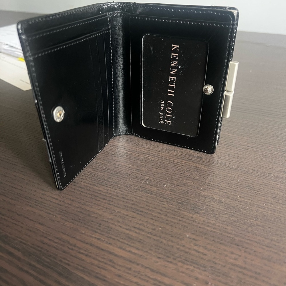Kenneth Cole Black and Gray Striped Wallet - Picture 3 of 5